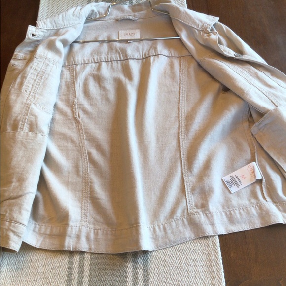 Curve Appeal M linen/ rayon classic button up jacket - Picture 4 of 6